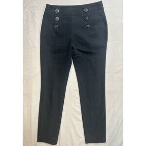 Express Sailor Button Pants Trouser Black Straight Leg Size 0R Ankle Mid Rise